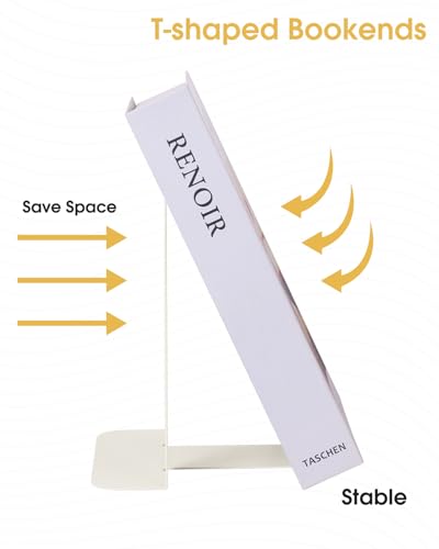Honagu Bookends, Metal Book Ends, Bookends for Shelves, Book Holder Stopper for Heavy Books, /CDs/DVDs (1 Pair/2 Pieces, Milky White) - color: Milky White