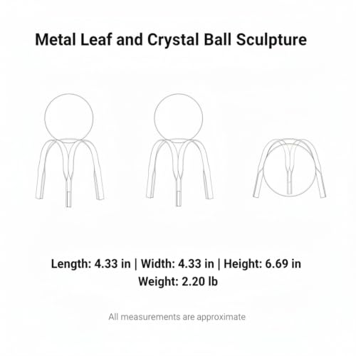 for Shelf, Desk, or Console Table Display: Modern Geometric Metal Leaf and Crystal Ball Sculpture Accent (1 PC) - size: 4.33 x 4.33 x 6.69 in
