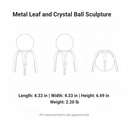 for Shelf, Desk, or Console Table Display: Modern Geometric Metal Leaf and Crystal Ball Sculpture Accent (1 PC) - size: 4.33 x 4.33 x 6.69 in