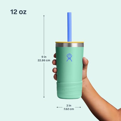 Hydro Flask Kids 12 Oz Tumbler with Lid and Straw for School - Insulated Stainless Steel in Blossom Pink - color: BLOSSOM PINK