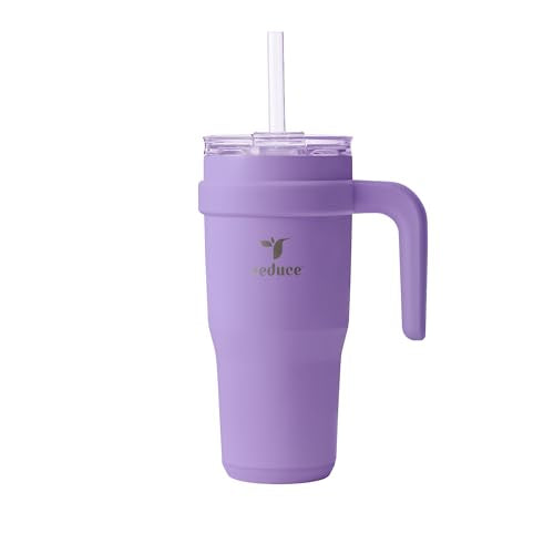 Reduce 24 oz Stainless Steel Tumbler with Handle - Dual-Wall Vacuum Insulated Travel Mug, Sweat-Proof Lid & Reusable Straw - Keeps Drinks Cold for 24 Hrs, Fits Cupholders, Dishwasher Safe-Purple Punch - color: Purple Punch, size: 24 Ounces