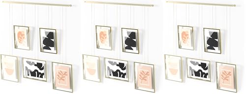 Umbra Exhibit Adjustable Photo Display – DIY Collage Set Mounts in Various Layouts Horizontally at Different Angles - Holds 5 Picture Frames for Photos, Prints, 4 by 6 inch and 5 (Pack of 3) - size: Pack of 3