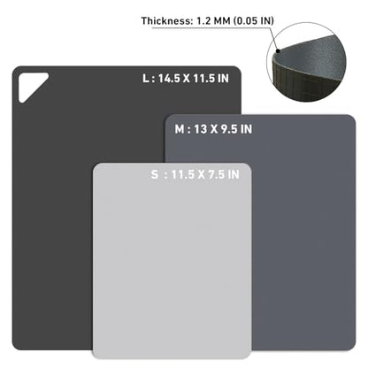 WK Flexible Plastic Cutting Boards for Kitchen, 6 Pieces Cutting Board Mats, Thin Cutting Board Sheets, Dishwasher Safe, BPA Free, Multi Sizes Set of 6 - color: Multi Grey - S&M&L - 6