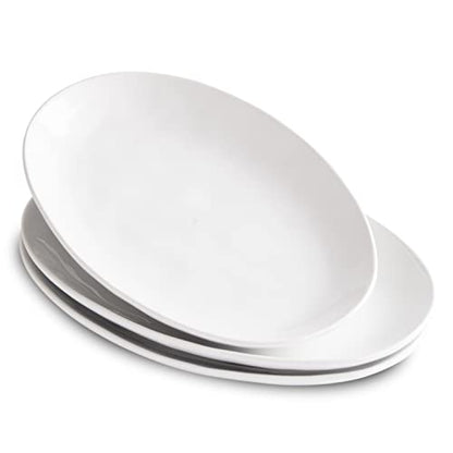 Ceramic Serving Platters, 12" White Serving Dishes, Dinner Plates, Set of 3 | Magclay Large Oval Serving Plates for Dessert Appetizers Meat/Entertaining/Party, White - color: White