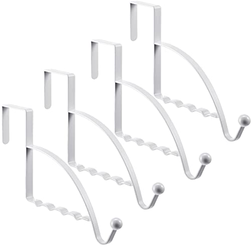 Hotop 4 Pieces Over The Door Hooks Hanger Multi Hanging Storage Organizers Valet Hooks for Coats Clothes Hoodies Hats Scarves Purses Keys Bath Towels Robes and More(White) - color: White