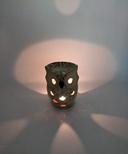 4.7 Inch Ceramic Owl Oil Warmer Aromatherapy Burner/Tea Light Candle Holder Oil Burner/Essential Oil Warmer Candle Holder/Wax Warmer Ideal Gifts for Women, Mom or Birthdays
