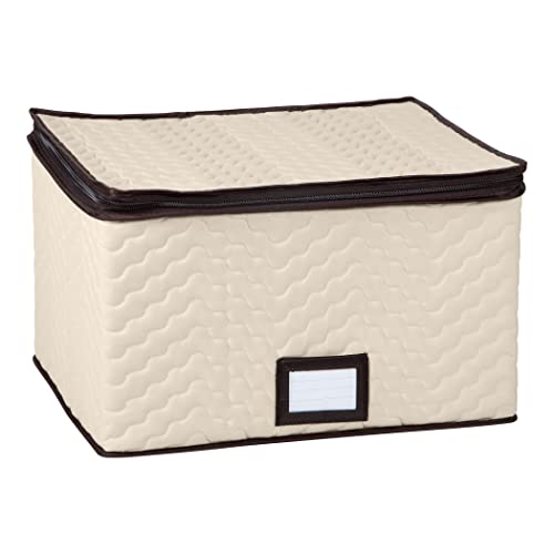 Wine Glass Storage Box with Dividers, Holds 12 Glasses up to 3.75" Wide | Stemware Storage Case, Protects Fine China, Durable Quilted Microfiber, Carry Handles, Ideal for White Wine - size: Red & White Wine, style: 1 Pack