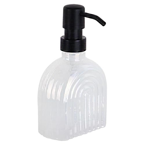 Glass Kitchen Soap Dispenser Bathroom, 9 Oz, Refillable Liquid Modern Soap Dispenser for Hand Soap, Lotion Dispensers Bottle - Home, Commercial Countertop Decor. (Cream) - color: Cream