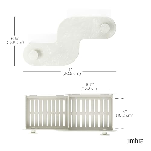 Umbra Nami Shower Caddy, Adhesive No Drill Bathroom, Set of 2, Ocean Sand | Waterproof construction, integrated drainage, rust-free, holds 6 lbs - color: Ocean Sand