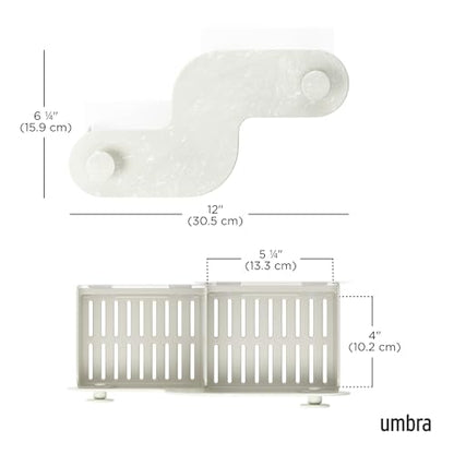 Umbra Nami Shower Caddy, Adhesive No Drill Bathroom, Set of 2, Ocean Sand | Waterproof construction, integrated drainage, rust-free, holds 6 lbs - color: Ocean Sand
