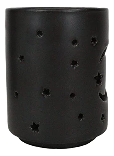 Ebros Gift Wicca Triple Goddess Witchcraft Mystical Moon and Stars Matte Black Ceramic Cutout Votive Tea Light Candle Holder Figurine Ossuary Macabre Psychic Halloween Decor Sculpture