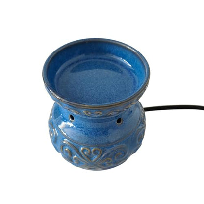 Hosley 5 High Blue Ceramic Electric Warmer. Ideal Gift for Wedding Spa Aromatherapy. Use with Wax Melts Cubes and Fragrance Oils. - color: Blue