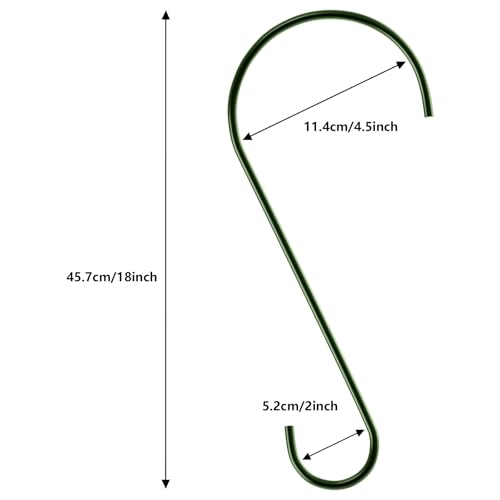 Hotop 6 Pieces 18 Inch Heavy Duty Big S Hooks Bird Feeder Rustproof Garden Stainless Steel Hook for Tree Branch, Kitchen, Bird House, Plants, Baskets, Lanterns and Bicycles(Dark Green) - color: Dark Green, size: 18 Inch