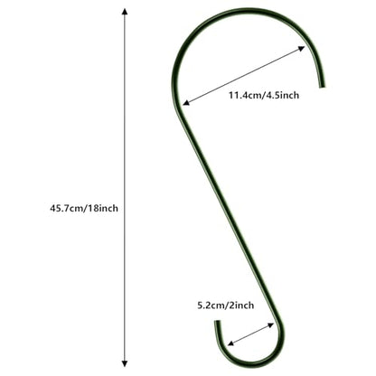 Hotop 6 Pieces 18 Inch Heavy Duty Big S Hooks Bird Feeder Rustproof Garden Stainless Steel Hook for Tree Branch, Kitchen, Bird House, Plants, Baskets, Lanterns and Bicycles(Dark Green) - color: Dark Green, size: 18 Inch