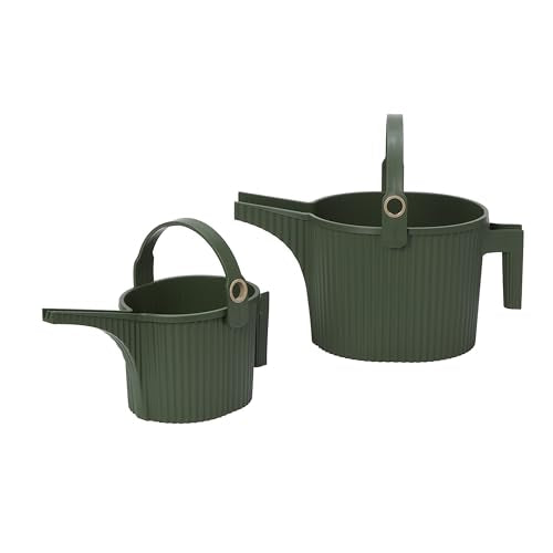 Hachiman Watering Can Set of 2 with Widened Spout | Includes Small and Large Plant Watering Can for Indoor and Outdoor Plants, Garden Green - color: Garden Green, size: Large and Small