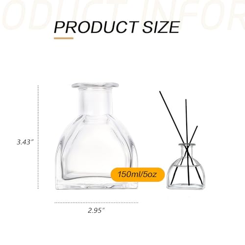 150ml 5 Fl Oz Square Glass Diffuser Bottles, DIY Replacement Reed Diffuser Jars, Fragrance Accessories for Diffuser Sets - size: 150ml