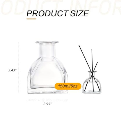 150ml 5 Fl Oz Square Glass Diffuser Bottles, DIY Replacement Reed Diffuser Jars, Fragrance Accessories for Diffuser Sets - size: 150ml