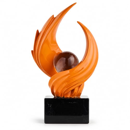 AWNR Modern Sculptures Living Room Shelf Decor Home Décor Accents | Orange Abstract Art Accessories Decoration for Coffee Table Entryway Console Office Desk Nightstand Shelves Housewarming Gift - color: Orange-c