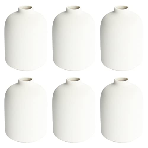 YANLING Small White Vase for Decor, 6 Pack Ceramic Vases for Pampas Grass | Boho Vase for Home Decor White Vases for Flowers, Modern Ceramic Vase Dried Flowers Vases - color: White-b, size: 6 Pack-Small