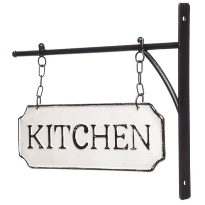 Foreside Home & Garden White and Black Enamel Kitchen Wall Sign on Metal Hanger - style: Kitchen