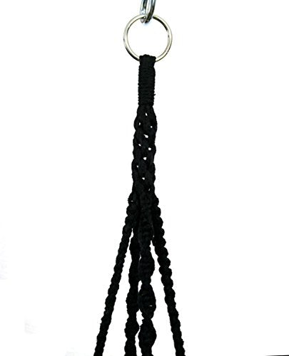 Macrame Plant Hanger & Holder, Hanging Planter 4 Legs Double Deck for 8 inch to 10 inch Two Pots Indoor Outdoor Hanging Planter Cotton Rope 67 Inch with Metal Ring (Cotton-Black) - color: Natural