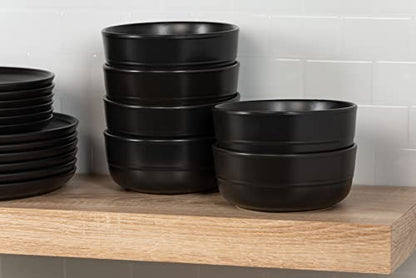 Double Line 6.25"/24 oz Cereal Bowl, Set of 6, Matte Black - color: Matte Black, size: Cereal Bowl
