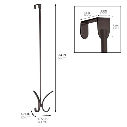 iDesign Axis Easy Reach Quad Hook, Bronze, 24" | Over the Door, Towel Holder or Coat Rack, Bathroom, Bedroom, Office Closet Storage, 4.7" x 3.8" x 24"