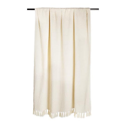 DII Modern Zig Zag Throw Blanket Woven Cotton, Hand-Knotted 2.5" Fringe, 50x60, Natural - color: Natural, size: 50x60"