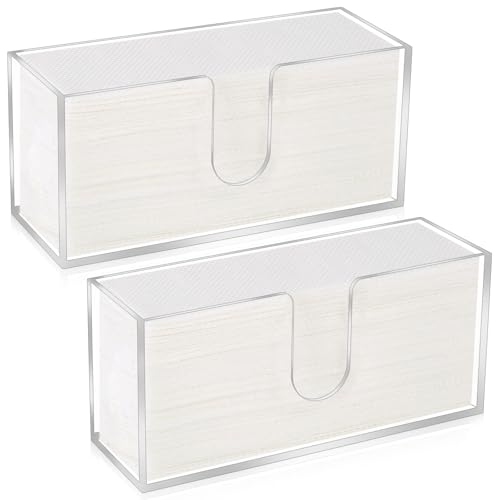 2Pcs Acrylic Paper Towel Dispenser, Paper Towel Holder Countertop Clear Multi Trifold Napkin Holder, Suitable for Z-fold, C-fold or MultiFold Paper Towels for Bathroom, Toilet, Kitchen