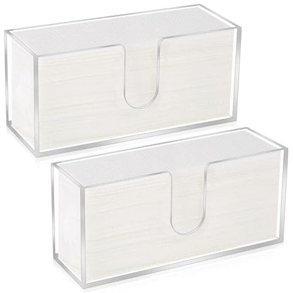 2Pcs Acrylic Paper Towel Dispenser, Paper Towel Holder Countertop Clear Multi Trifold Napkin Holder, Suitable for Z-fold, C-fold or MultiFold Paper Towels for Bathroom, Toilet, Kitchen