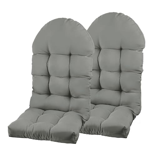 Adirondack Chair Cushion, Rocking Chair Cushion 44x19.4x4 inch, High Back Patio Cushions of Upper and Lower with Ties, Sunscreen and Fade-Resistant (Gray, 2) - color: Gray