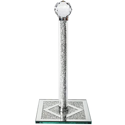 Silver Paper Towel Holder Stand, Countertop Paper Towel Roll Dispenser Holders with Cube Base, Tissue Counter Filled with Sparkly Crystal Crushed Diamond House Decor for Kitchen Bathroom, Heavy Weight - color: Silver 1