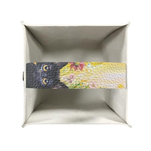 Cats Flowers Square Tissue Box Cover Facial Napkin Holder Easy to Use Dust-Proof Tissue Case for Living Room Office Bathroom - color: Cats Flowers