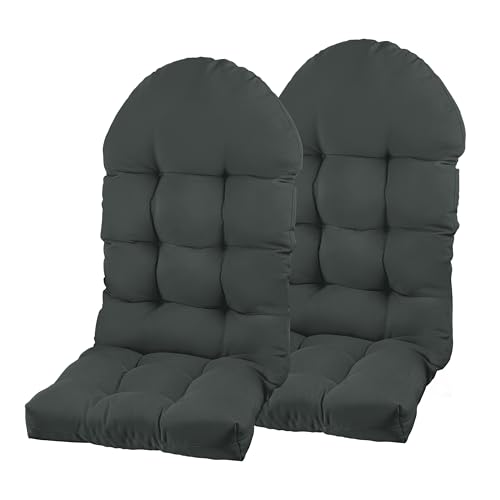 Adirondack Chair Cushion, Rocking Chair Cushion 44x19.4x4 inch, High Back Patio Cushions of Upper and Lower with Ties, Sunscreen and Fade-Resistant (Dark Grey, 2) - color: Dark Grey