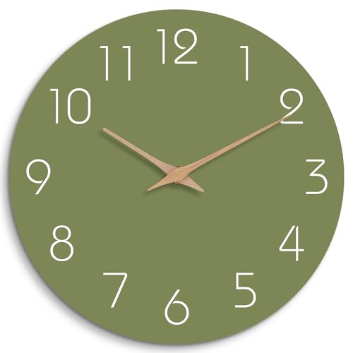 Modern Wall Clock Silent Non-Ticking 14" Battery Operated Simple | Analog Kitchen Home Bathroom Living Room Bedroom Office Mordern Simple - color: D_green, size: 14 Inch