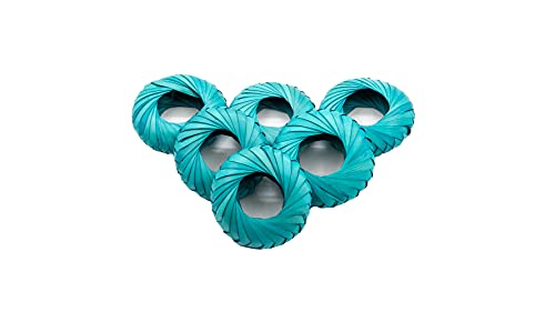 Napkin Rings Rustic Hand Woven Set of Colorful Ring Holder Coastal Tropical Beachy Napping Rings for Thanksgiving Xmas Wedding Everyday Dinning Table Parties (6X, Turquoise) - color: Turquoise