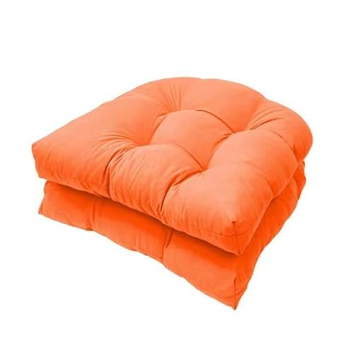 2 Pack Patio Chair Cushion 19x19x3 Inch Indoor & Outdoor Chair Cushions Waterproof Seat Cushion for Patio Furniture Tieless Anti-Slip Tufted Chair Cushion(Orange red) - color: Orange Red