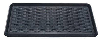 HF by LT Panama Weave Rubber Boot Tray, 32 x 16 inches, One-Piece Seamless Construction, Durable Vulcanized Rubber, Year Round Use Indoors or Outdoors, Black - color: Panama