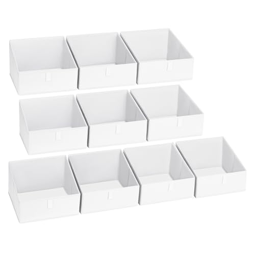 DIMJ Closet Storage Bins 10 Pack - Fabric Storage Baskets for Shelves, Collapsible Clothes Organizer, Trapezoid Shelf Organization Storage Cubes for Purse, Toys, Books, Towel, Clothes, White - color: White, size: 10 Bins 11.4"x11.4"x7.8"