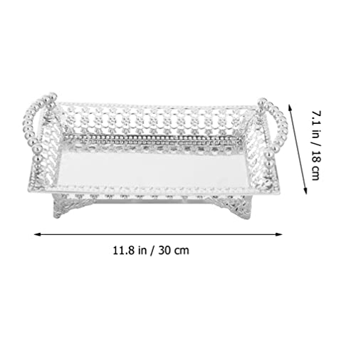 LIFKOME Cake Display Plate Silver Footed Fruit Basket Tray Metal Dessert Display Platter Decorative Snacks Plate Cake Serving Dish Appetizers Platter Tray for Home Party Kitchen