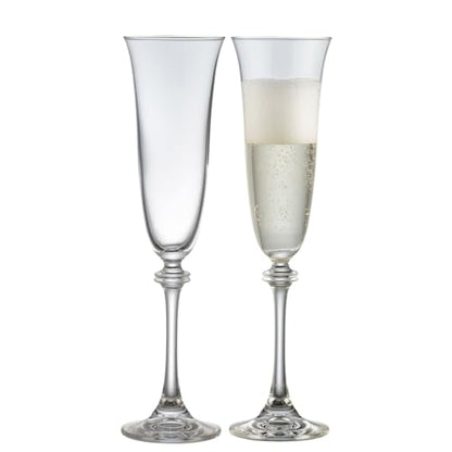 Galway Crystal Liberty Flute Pair, Tall Champagne Glasses Set of 2 Clear, 10.2-Inch H x 2.6-Inch W Wedding Toast Stemware