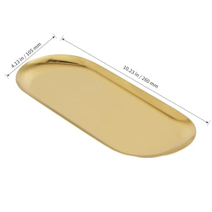 SHEUTSAN 12 Pack Gold Serving Tray, 10x4 Inch Stainless Steel Decorative Oval Gold Platter Tray for Dresser Counter, Jewelry Dish, Organizer