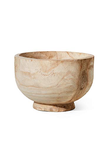 Serene Spaces Living Paulownia Wood Decorative Bowl – Handmade Round Wood Bowl for Home Décor, Centerpieces, Wedding, Parties, and Floral Arrangements, 7" Tall & 11" Diameter - color: 11" Round Wood Bowl