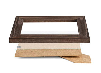 Rustic Wooden Square Picture Frames 4x4 - Set of 2-100% Natural Solid Eco Wood with Real Glass for Wall Mounting and Tabletop Display Photo Frame - Brown Wenge - color: Brown Wenge