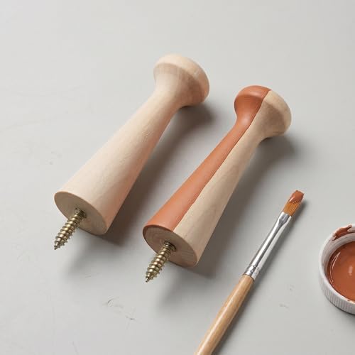 14pcs Wood Peg Wall Hooks for Hanging Clothes and Towels, DIY Painting Unfinished Spiral Screw Mount Wooden Hooks, Natural Looking Minimal Style for Bedrooms and Entryways