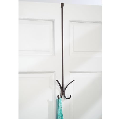 iDesign Axis Easy Reach Quad Hook, Bronze, 24" | Over the Door, Towel Holder or Coat Rack, Bathroom, Bedroom, Office Closet Storage, 4.7" x 3.8" x 24"