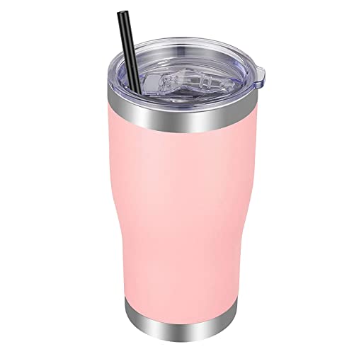 VEGOND 20oz Tumbler Stainless Steel Tumbler Cup with Lid And Straw Vacuum Insulated Double Wall Travel Coffee Mug(Pink 1 Pack) - color: Pink, size: 20 Ounces