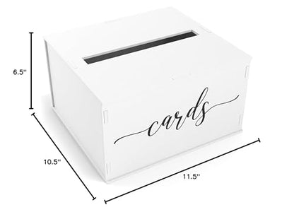 Wooden Wedding Card Box with Slot and Lid | Graduation Card Box for Party 2026 | Grad Gift Money Envelope Holder for Reception, Bridal Shower, Birthday, Retirement | Rustic Keepsake Decorations - size: Card Box (White)