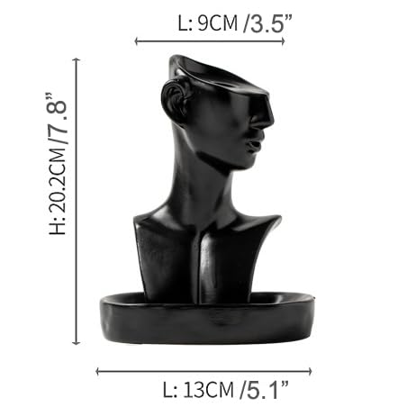 Black Men Face Statue Backflow Incense Holder,Valentine's Day Waterfall Incense Burner Holder for Sticks Cones Home Office Yoga AI0051 - color: Black Men Face Statue