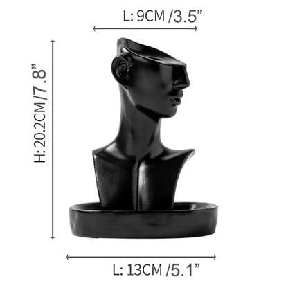 Black Men Face Statue Backflow Incense Holder,Valentine's Day Waterfall Incense Burner Holder for Sticks Cones Home Office Yoga AI0051 - color: Black Men Face Statue